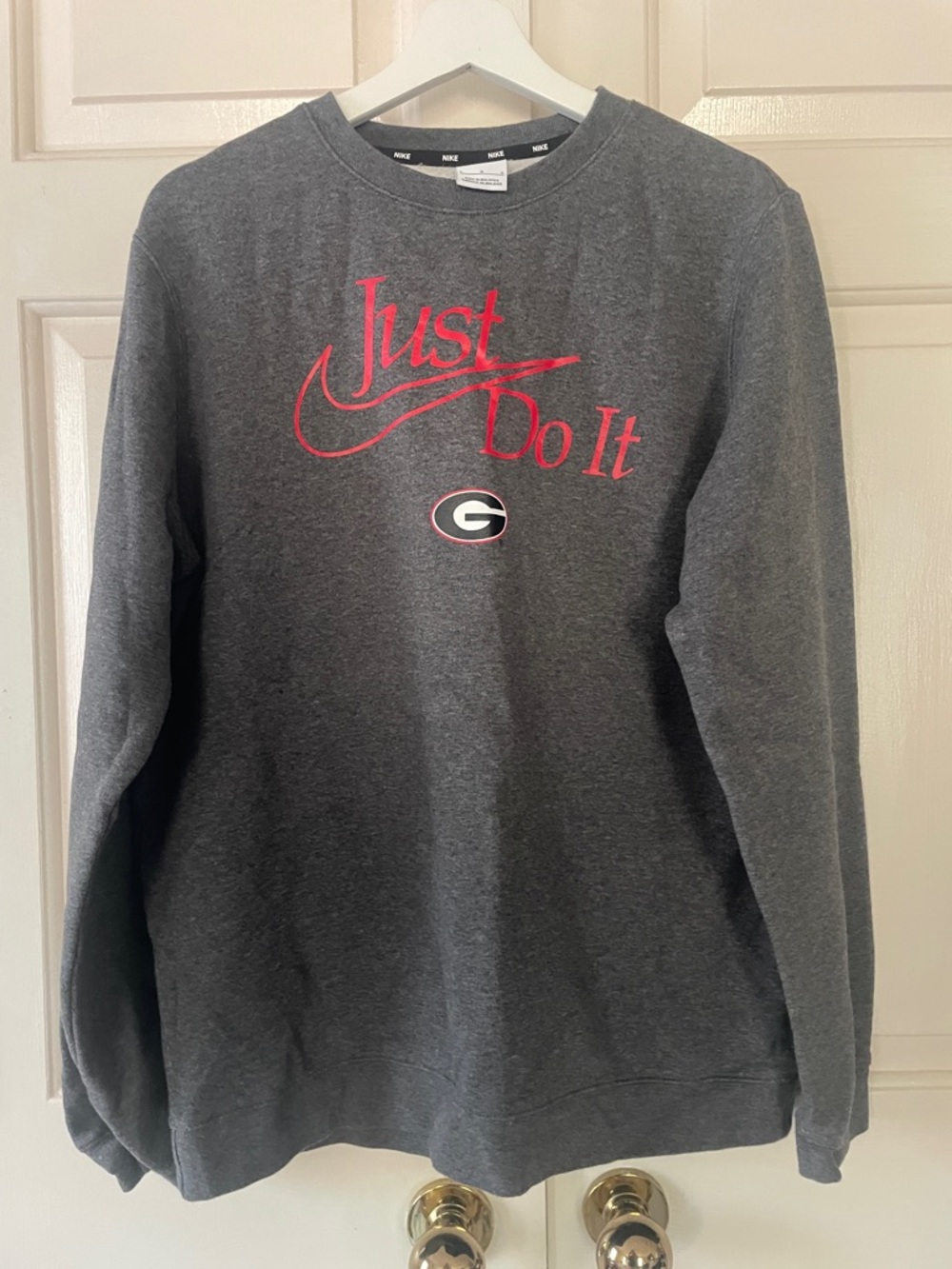 Nike Georgia Bulldogs 'Just Do It' Gray Crew Sweatshirt Men's L